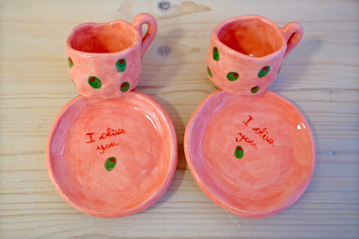 Tazzina da caffè + piattino [I OLIVE YOU]