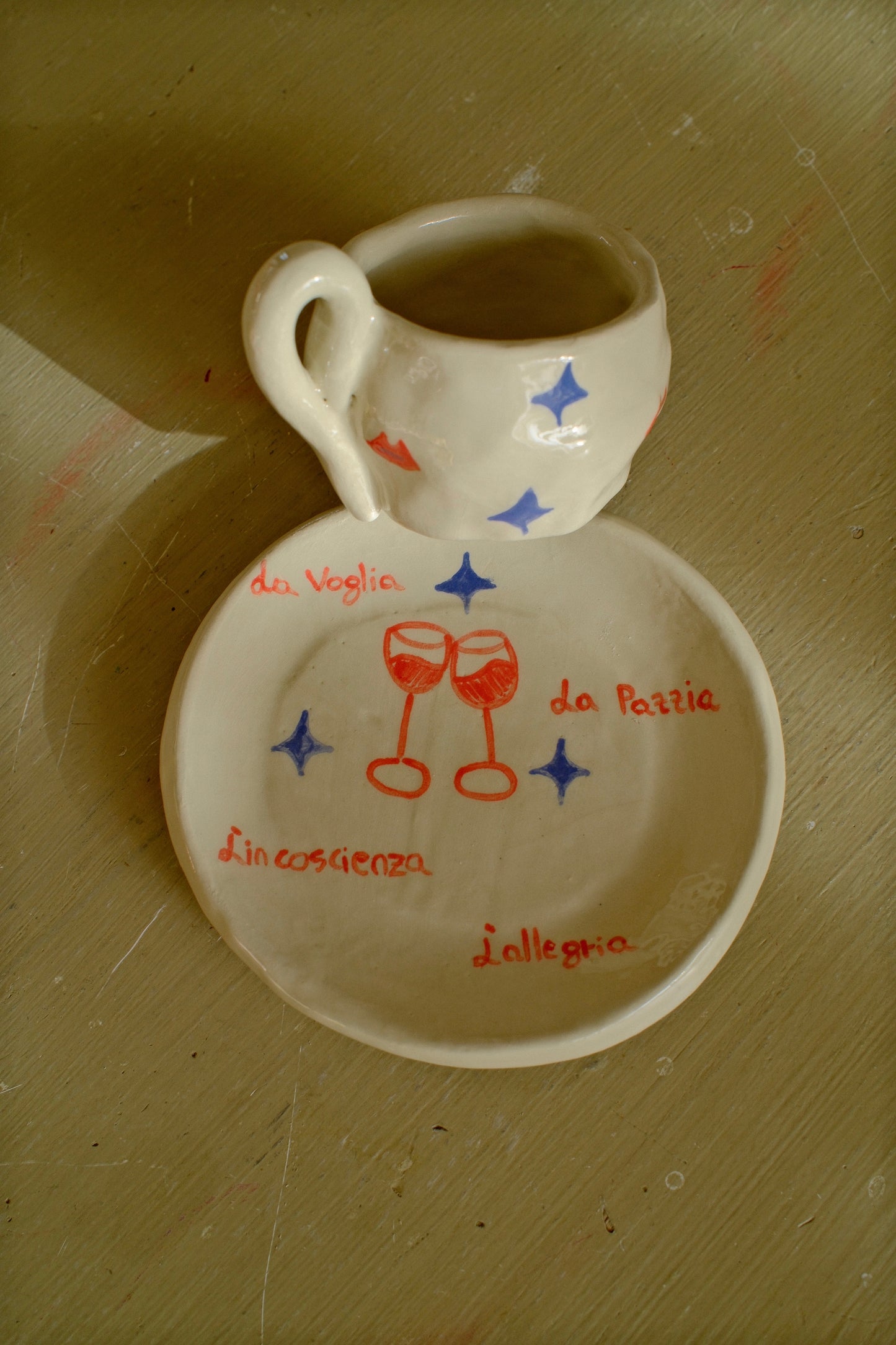 Tazzina da caffè + piattino [LA VOGLIA, LA PAZZIA, L’INCOSCIENZA, L’ALLEGRIA]