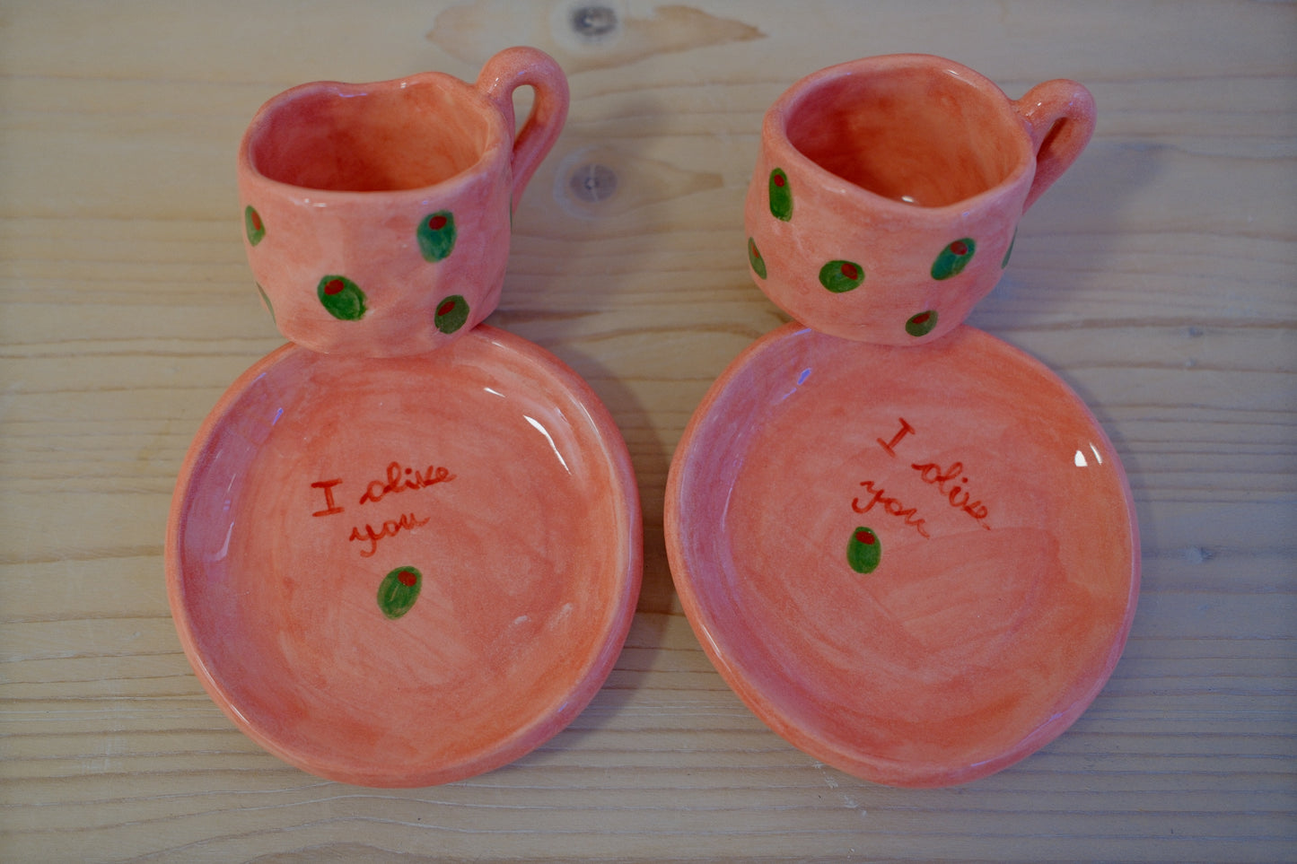 Tazzina da caffè + piattino [I OLIVE YOU]