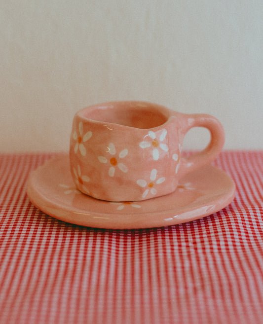 Tazzina da caffè con piattino [MARGHERITE - ROSA]