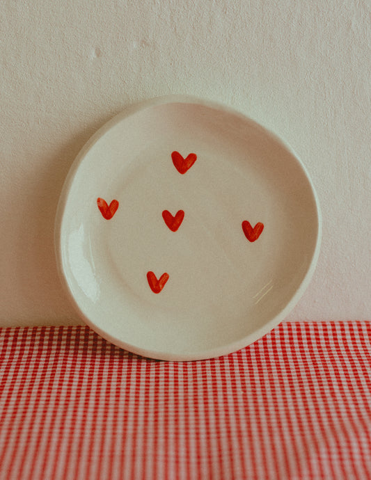 Tazzina da caffè con piattino [CUORI - BIANCO]