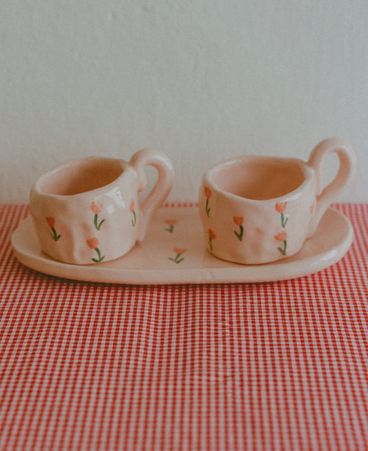 Tazzine da caffè con piattino [TULIPANI - ROSA]