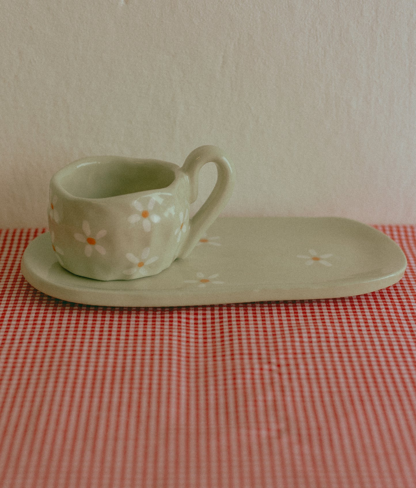 Tazzina da caffè con piattino [MARGHERITE - VERDE]