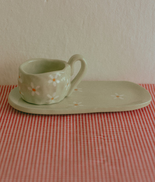 Tazzina da caffè con piattino [MARGHERITE - VERDE]
