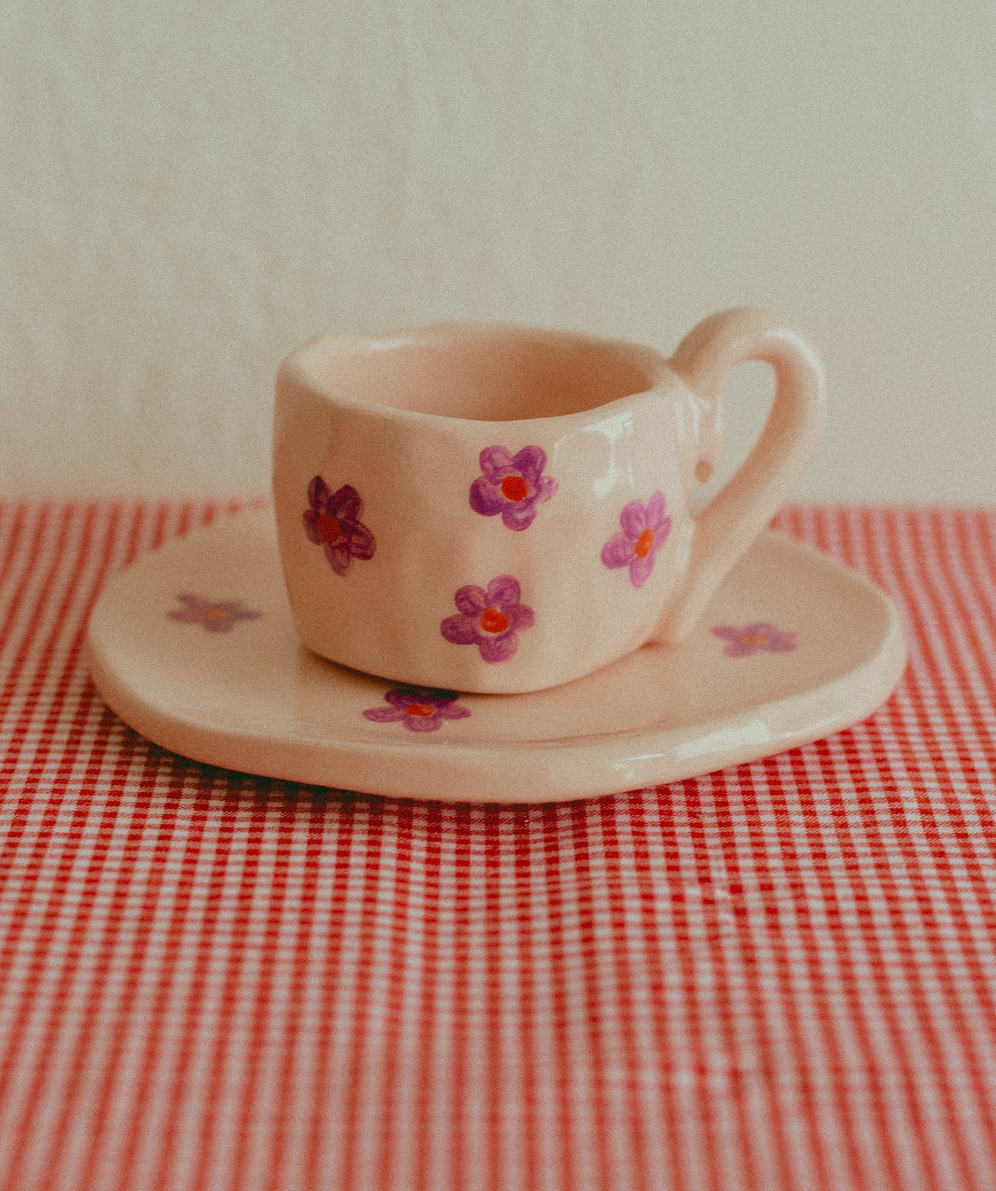 Tazzina da caffè con piattino [FIORI - ROSA]