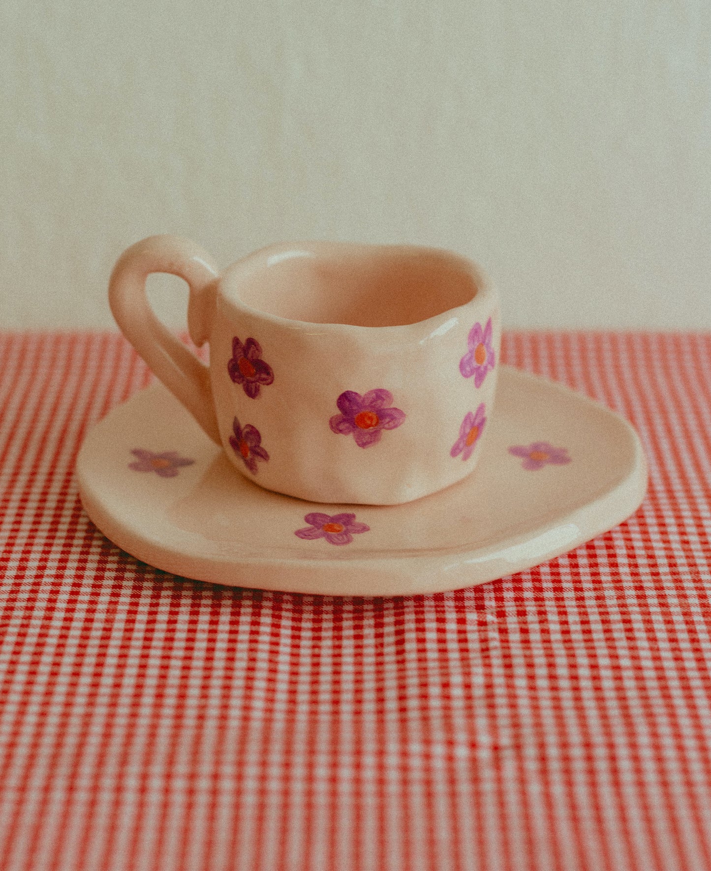 Tazzina da caffè con piattino [FIORI - ROSA]