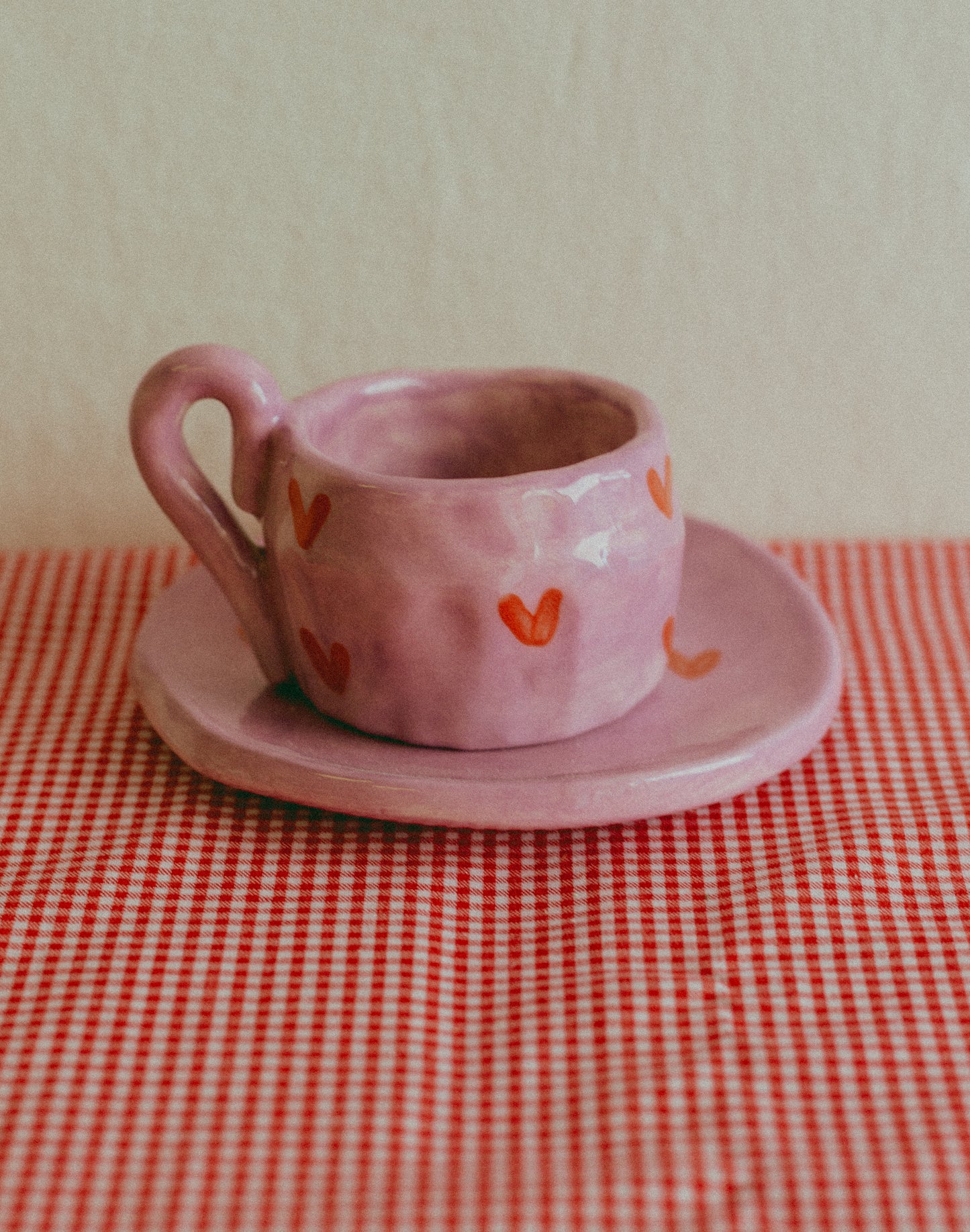 Tazzina da caffè con piattino [CUORI - LILLA]
