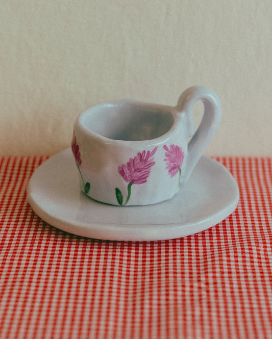 Tazzina da caffè con piattino [LAVANDE - CELESTE]