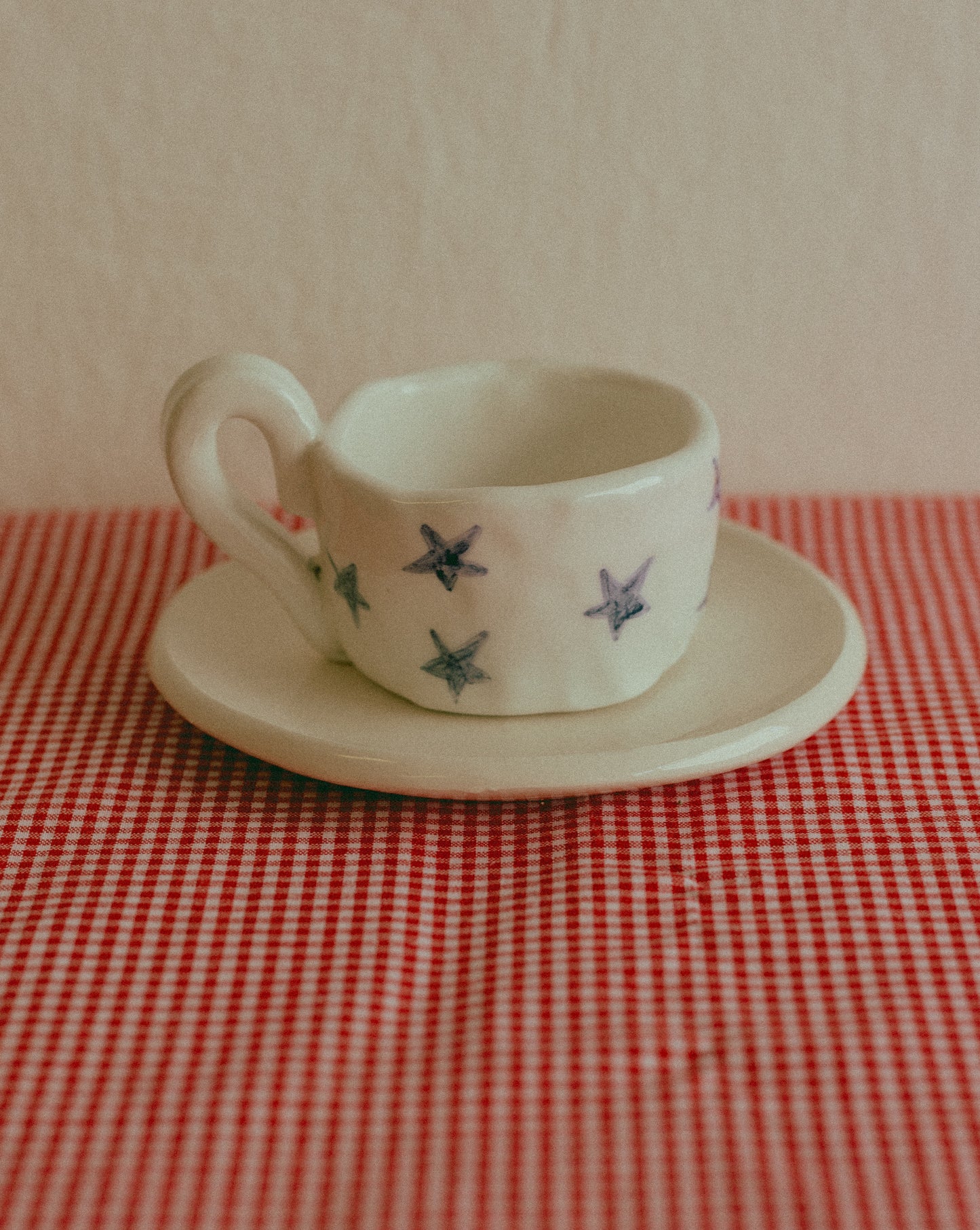 Ceramic coffee cup with matching saucer [STELLE - BIANCO]
