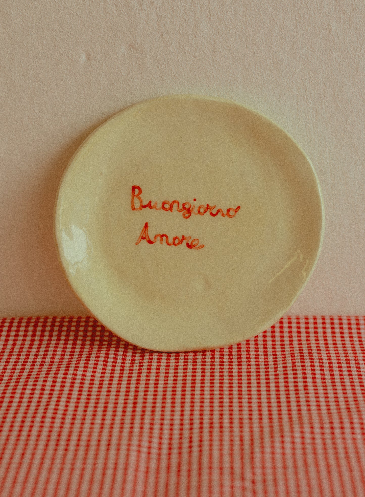 Ceramic coffee cup with matching saucer [CILIEGE - GIALLO]